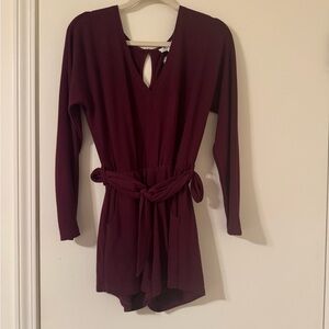 Love Riche Deep Red Long Sleeve Romper
